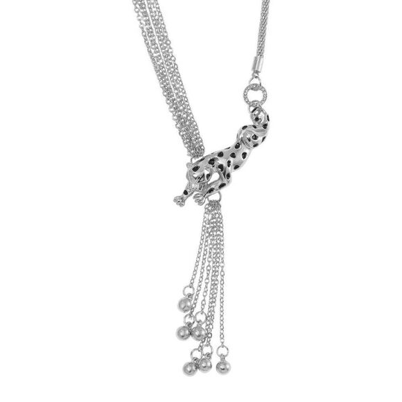 White Austrian Crystal Leapord Adjustable Necklace New - Picture 1 of 5